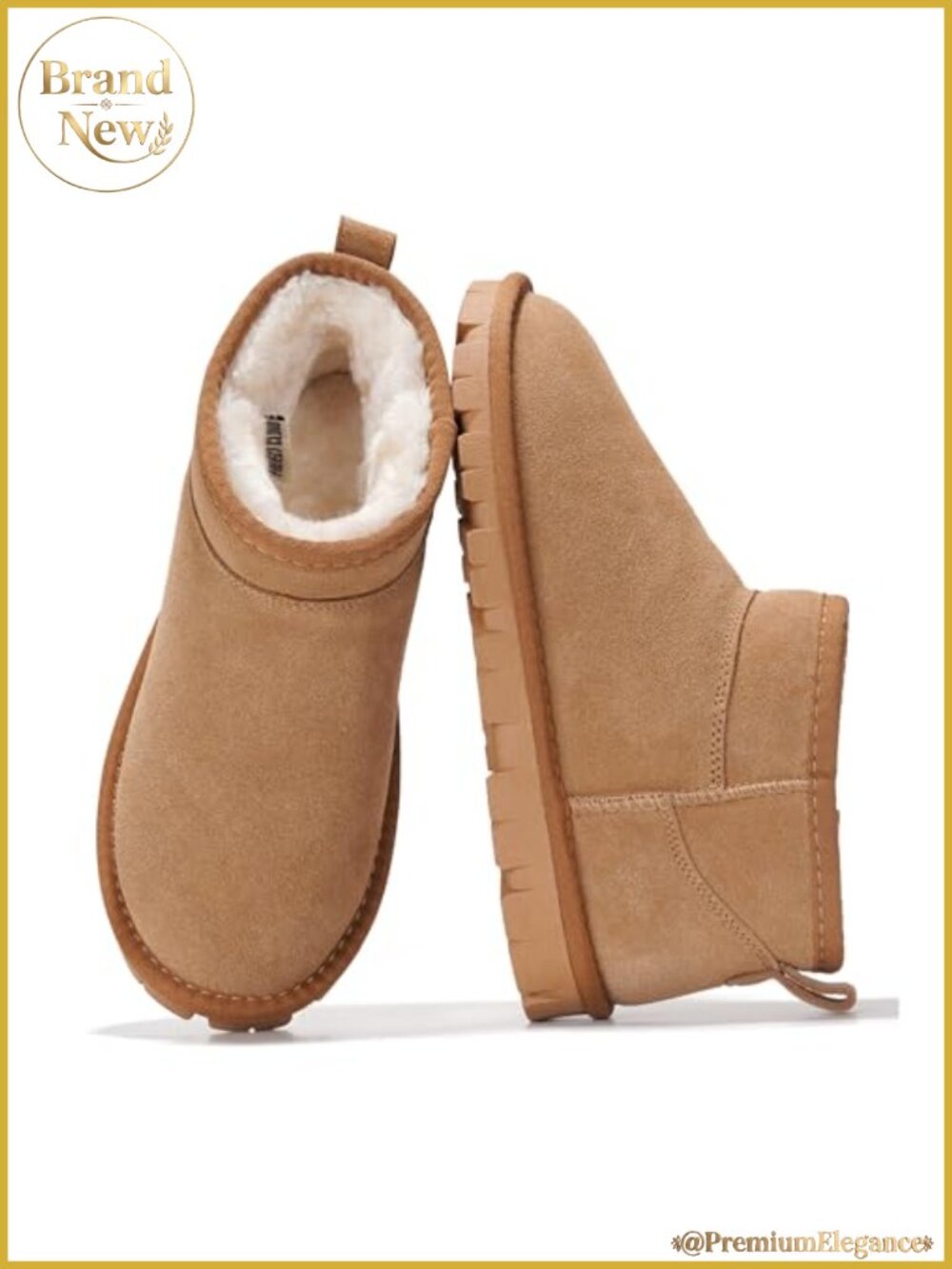 Genuine Suede Ankle Boots Faux Fur Lined Water Resistant Winter Women's